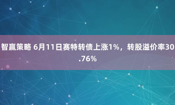 智赢策略 6月11日赛特转债上涨1%，转股溢价率30.76%